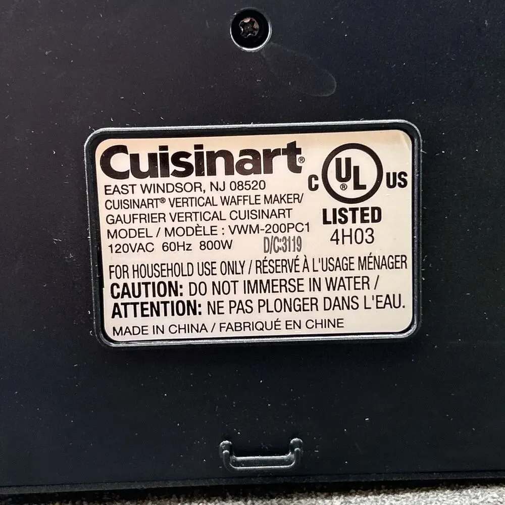 Cuisinart VWM-200PC1 Vertical Belgian Waffle Maker Stainless Steel Tested WORKS